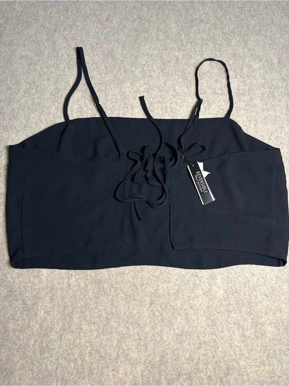 Victoria's Secret Black Tank Top with Lace-Up Front - Picture 5 of 7